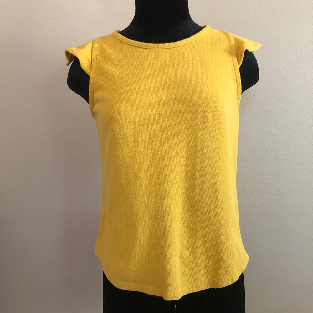 Madewell Mustard Yellow Flutter Sleeve Top